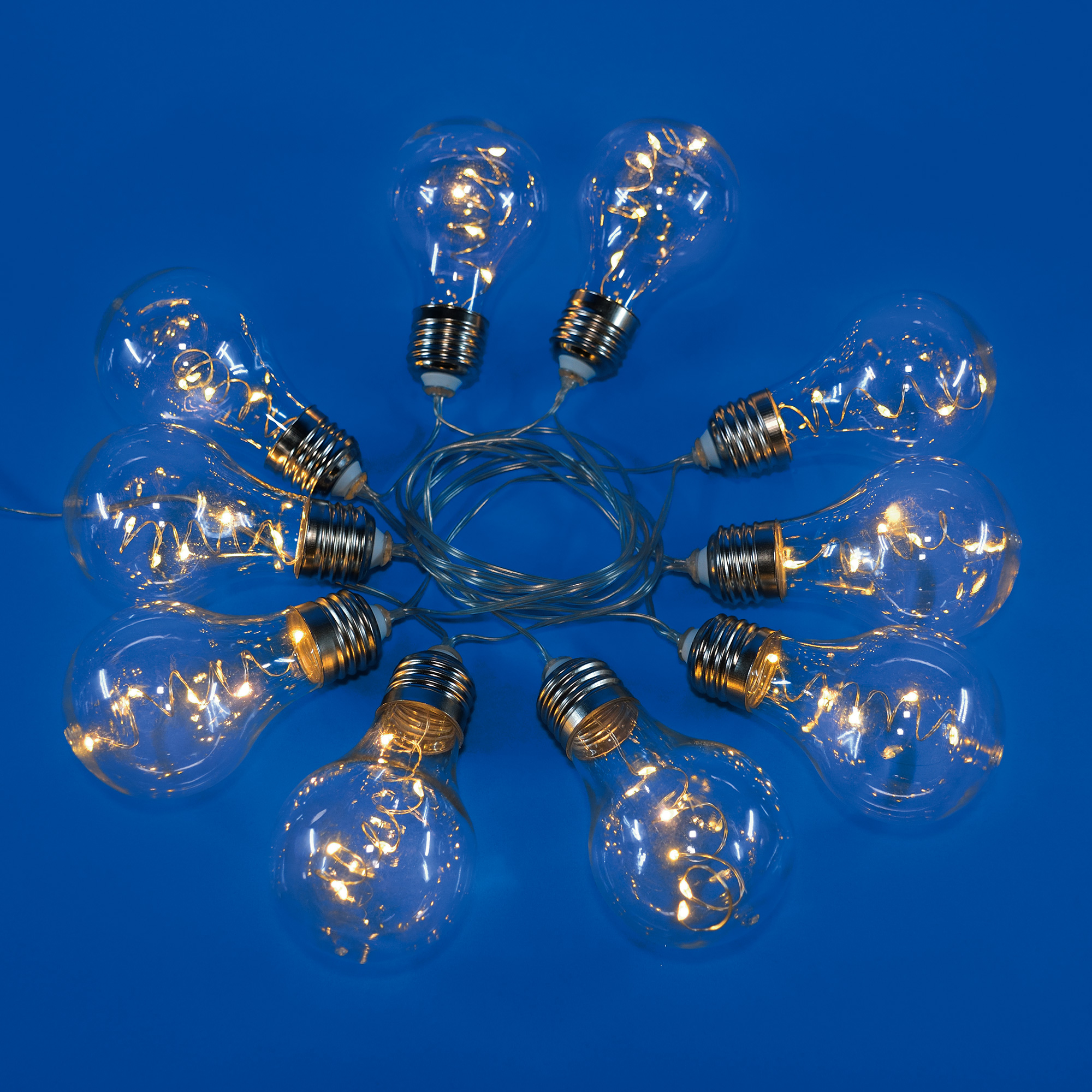 ULD-S1800-050-STB-3AA WARM WHITE IP20 RETRO BULBS-1 Гирлянда светодиодная Лампочки ретро-1. на батарейках 3AA не в-к. 1.8м. 50 светодиодов. Теплый белый свет. Провод прозрачный. TM Uniel