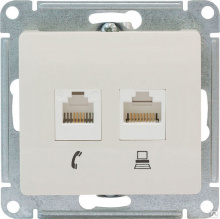 Розетка 2-я ATLASDESIGN  компьютерная RJ45+RJ45 категория 5E механизм белый