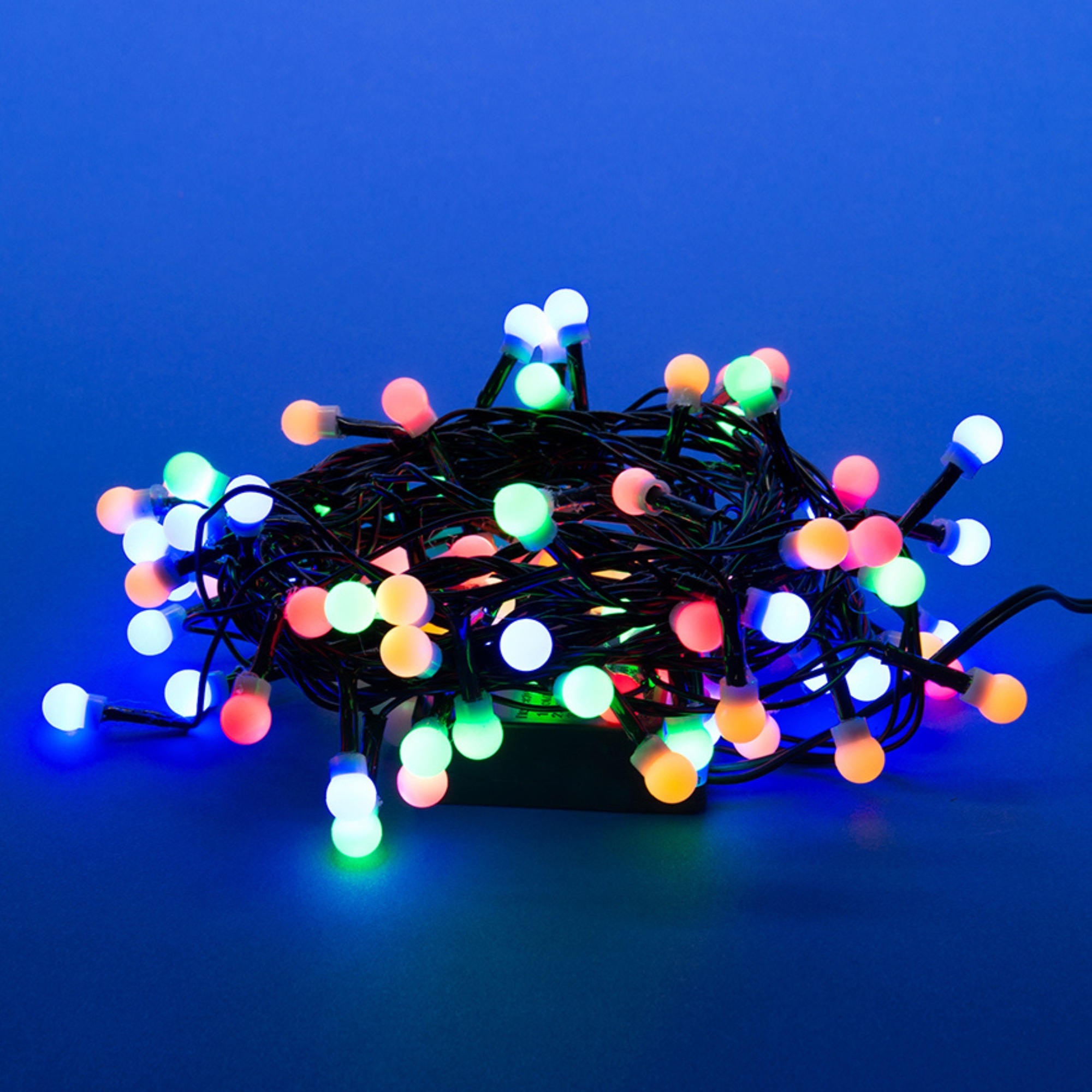ULD-S0500-100-DGA MULTI IP20 COLORBALLS-1 Гирлянда светодиодная с контроллером Разноцветные шарики-1. 5м. 100 светодиодов. Разноцветный свет. Провод зеленый. ТМ Uniel