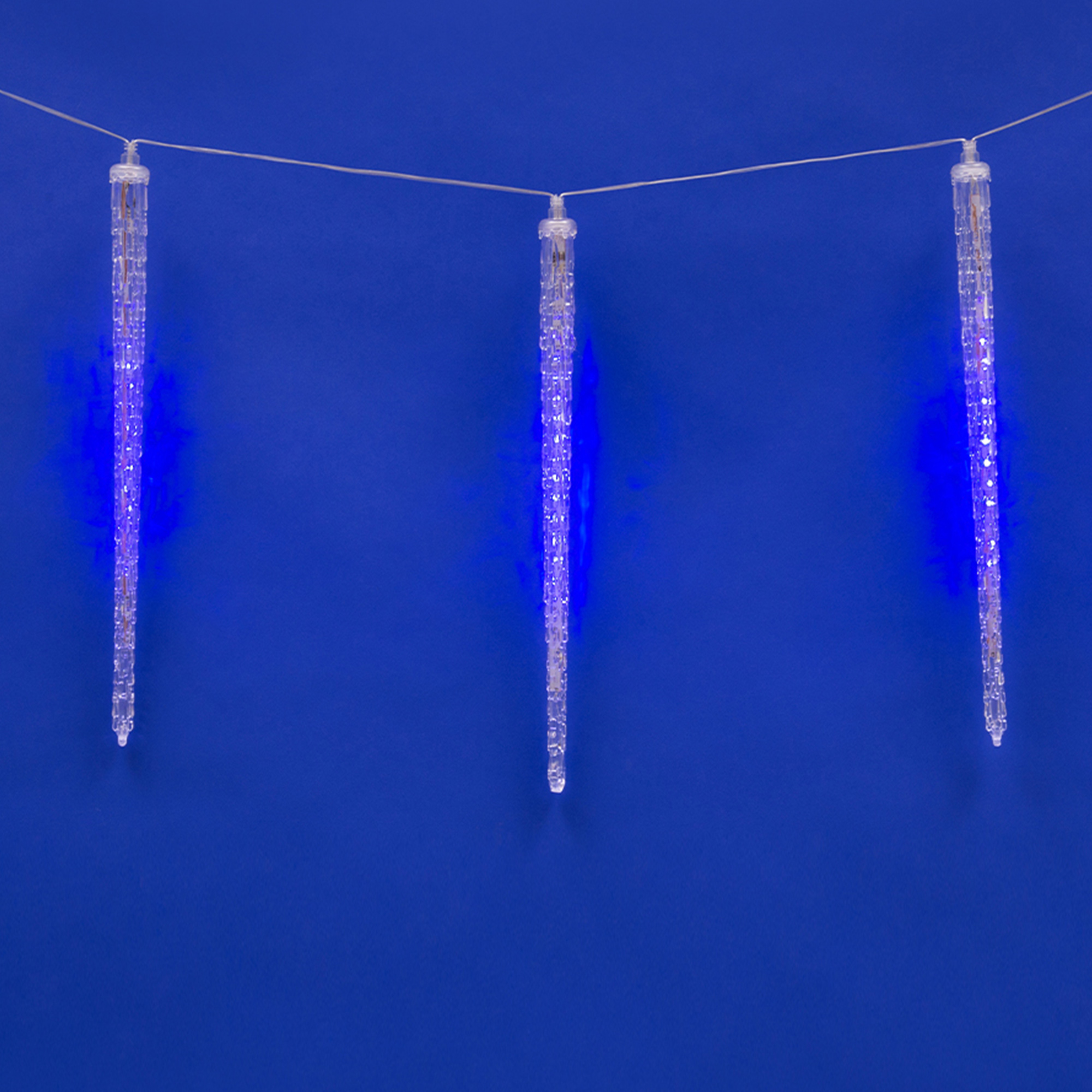 ULD-E3005-300-DTK BLUE IP44 ICICLE Занавес светодиодный фигурный Сосульки. соединяемый. 2.7х0.42м. 10 подвесов. Синий свет. Провод прозрачный. TM Uniel.
