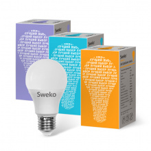 Лампа светодиодная 10W E27 A60 ГРУША 4000К 800Лм (42LED-A60-10W-230-4000-E27-P) Sweko
