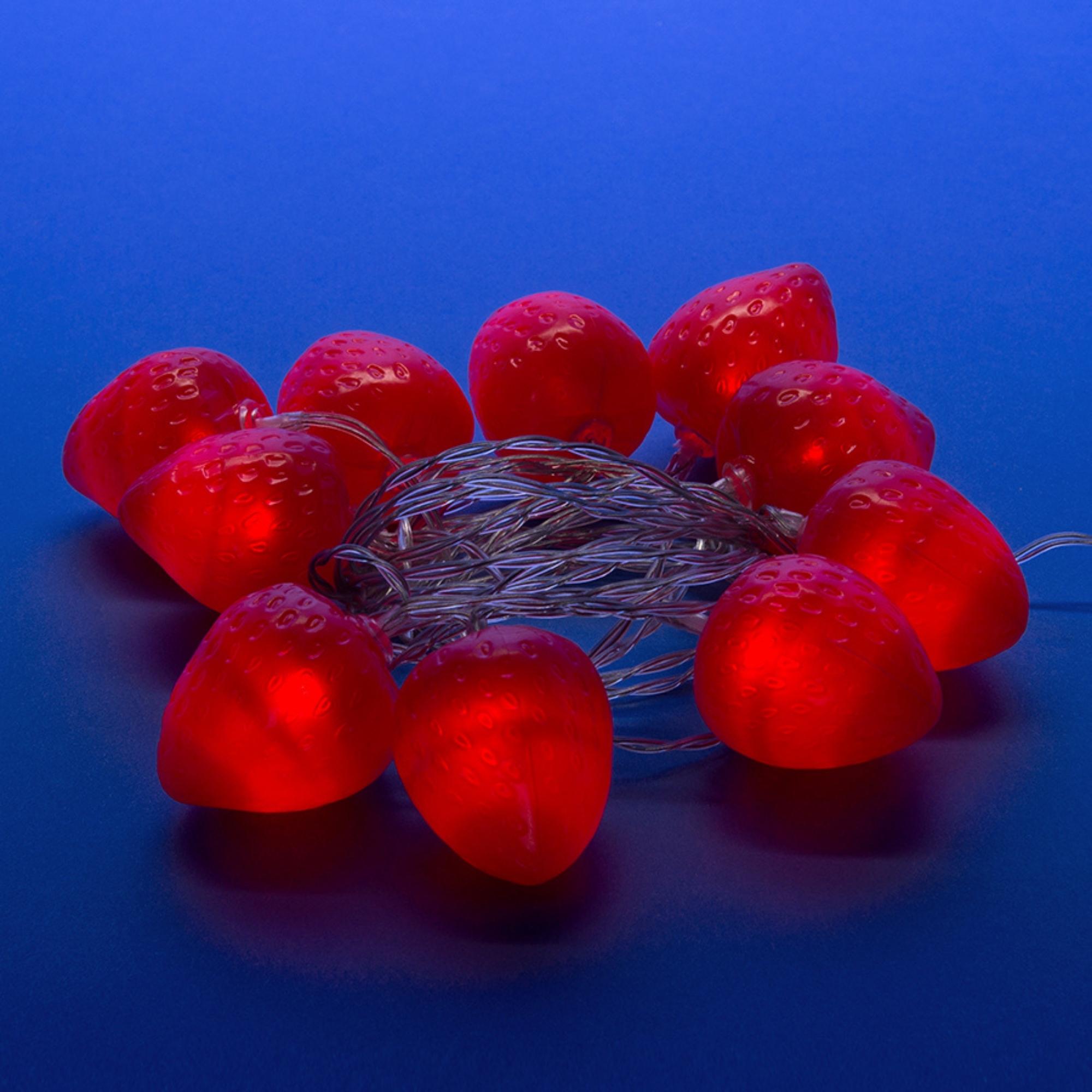 ULD-S0400-010-STB-2AA RED IP20 STRAWBERRY Гирлянда светодиодная на батарейках 2AA не в-к. Клубника. 4м. 10 светодиодов. Красный свет. Провод прозрачный. TM Uniel.