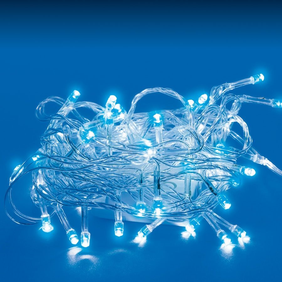 ULD-S1000-100-DTA BLUE IP20 Гирлянда светодиодная. 10м. 100 светодиодов. Синий свет. Провод прозрачный. ТМ Uniel
