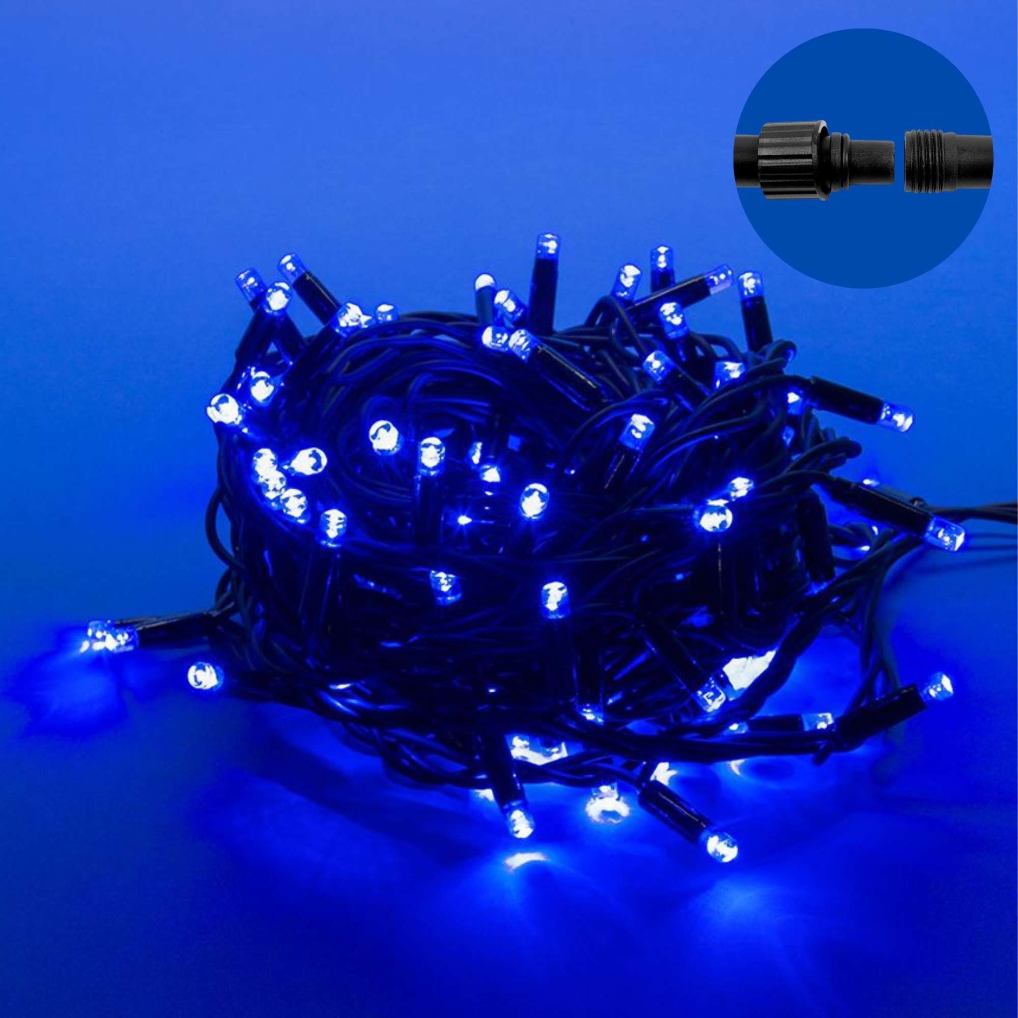 ULD-S1000-120-TBK BLUE IP67 Гирлянда светодиодная с эффектом мерцания. 10м. Соединяемая. 120 светодиодов. Синий свет. Провод черный. TM Uniel.