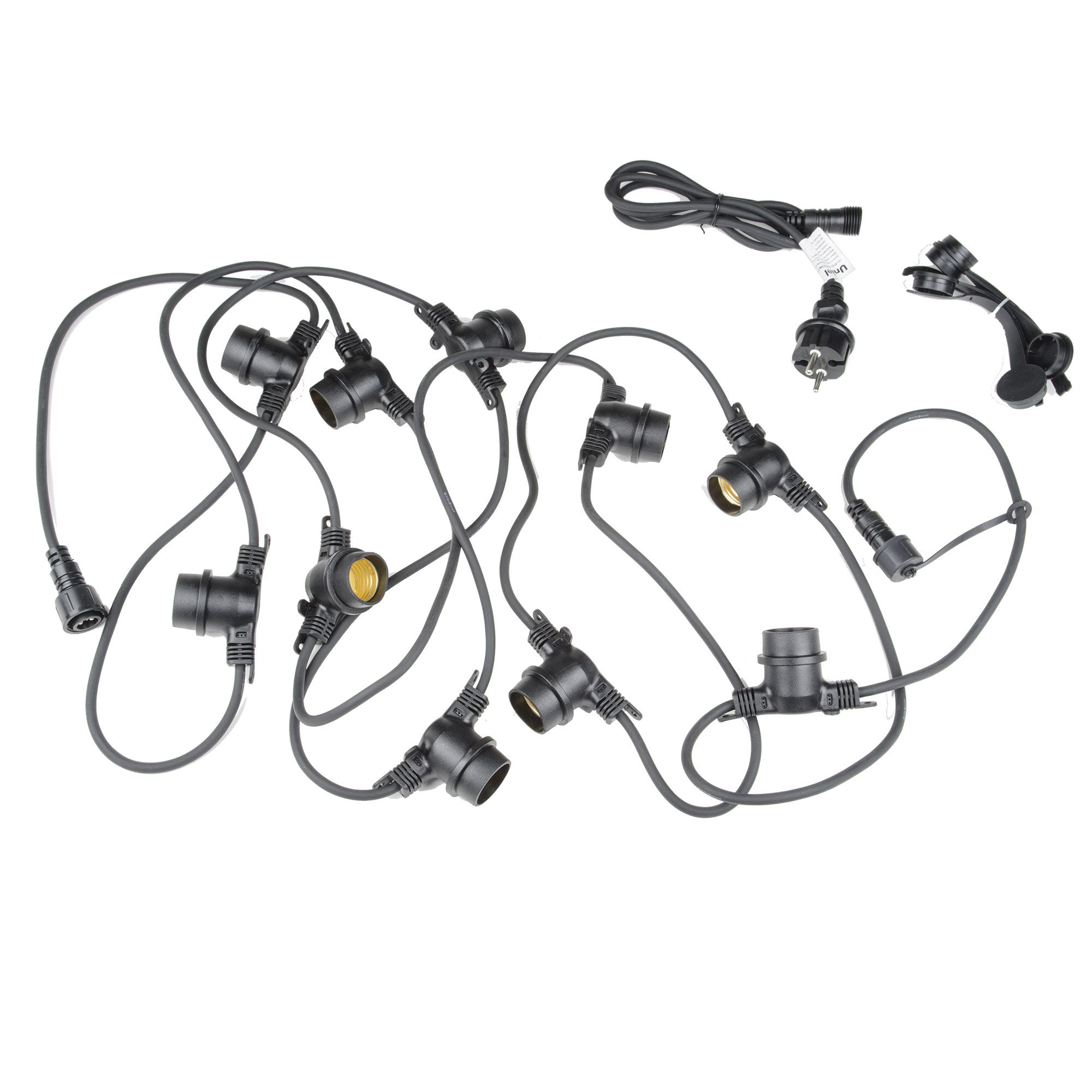 UDL-K121 10-E27-5M 5C IP65 BLACK BELT-LIGHT BOX Гирлянда Белт-лайт. 5 м + 1.5м сетевой шнур. 10 патронов E27. шаг 50см. 5 заглушек. Чёрная. Картонная коробка. TM Uniel