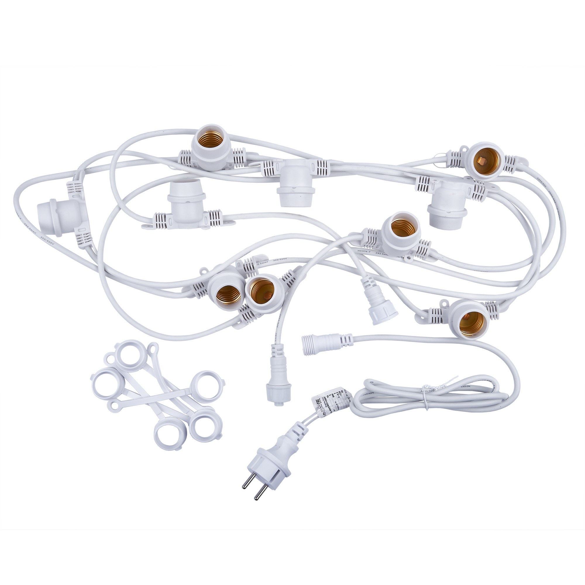 UDL-K121 10-E27-5M IP65 WHITE BELT-LIGHT Гирлянда Белт-лайт. 5м + 1.5м сетевой шнур. 10 патронов E27. шаг 50см. Белая. TM Uniel