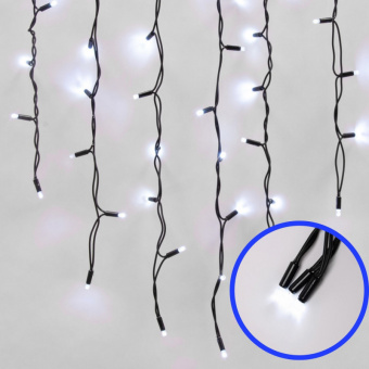 Бахрома светодиодная с эффектом мерцания 3м. 200LED. Белый свет. IP67 Провод черный TM Uniel 
