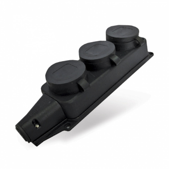 Колодка тройная однофазная с заглушками с/з каучук 16A 250V IP44 UNIVersal  