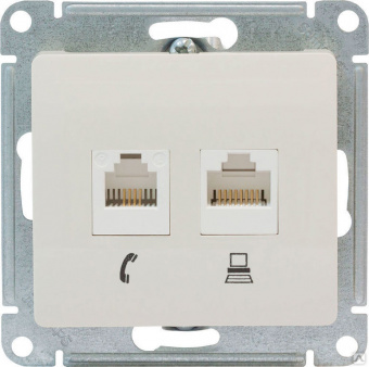 Розетка 2-я ATLASDESIGN  компьютерная RJ45+RJ45 категория 5E механизм белый 