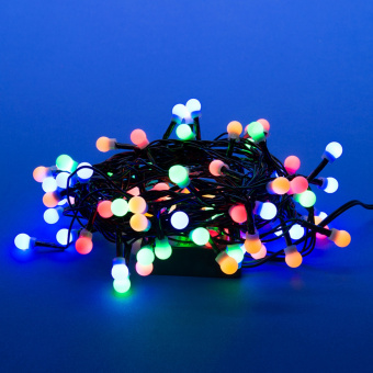 ULD-S0500-100-DGA MULTI IP20 COLORBALLS-1 Гирлянда светодиодная с контроллером Разноцветные шарики-1. 5м. 100 светодиодов. Разноцветный свет. Провод зеленый. ТМ Uniel