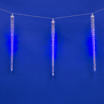 ULD-E3005-300-DTK BLUE IP44 ICICLE Занавес светодиодный фигурный Сосульки. соединяемый. 2.7х0.42м. 10 подвесов. Синий свет. Провод прозрачный. TM Uniel.