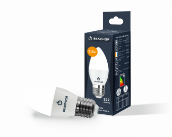 Лампа светодиодная  7,5W E27 C37 СВЕЧА 3000К 600Лм (LED OPTI C37-7,5W-E27-N) VKL 