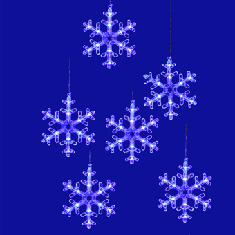 ULD-E1503-072-DTA BLUE IP20 SNOWFLAKES-3 Занавес фигурный светодиодный. 1.5х0.3м. 72 светодиода. Синий свет. Провод прозрачный. TM Uniel