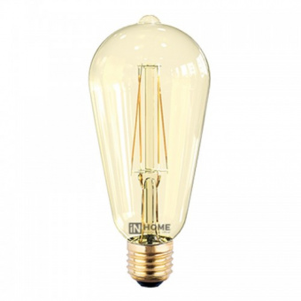 Лампа светодиодная  7W E27 ST64 3000К 720Лм 230V LED-ST64-deco золотистая IN HOME 