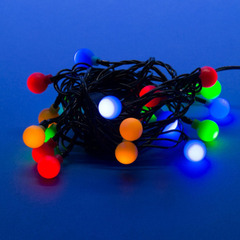 ULD-S0280-020-DGA MULTI IP20 COLORBALLS Гирлянда светодиодная с контроллером Разноцветные шарики. 20 светодиодов. длина 2.8 м. цвет свечения разноцветный. IP20. провод зеленый. упаковка- картон.