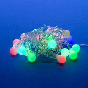 Гирлянда  2,8 м RGB Радуга 25LED провод прозрачный шары IP20 Uniel 