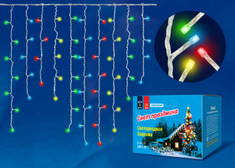 Бахрома светодиодная мерцающая 3х0.7м 200LED IP20 RGB пр.прозрачный Uld-b3010-200-dta 