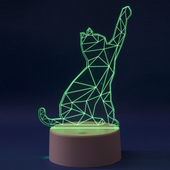 ULI-M501 RGB-3AAA CATTY-WHITE Светильник декоративный с эффектом 3D Кошка. на батарейках 3AAA не в-к. 1 светодиод. RGB свет. USB кабель в-к. TM Uniel