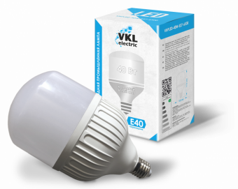 Лампа светодиодная  40W Е40/E27 ЦИЛИНДР 6500К 3000Лм 220V IP20 VHPLED 120x200 VKL electric 