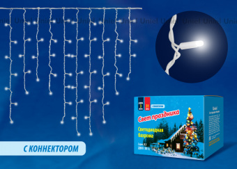 Бахрома светодиодная статическая соединяемая 3х0.7м 200LED IP67 Белый пр.белый ULD-B3010-200/SWK 