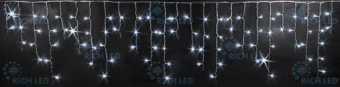 Бахрома 3х0,5 м белая мерцающая прозрачный провод Rich LED 
