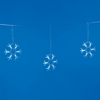 ULD-E1503-036-DTA BLUE IP20 SNOWFLAKES-1 Занавес светодиодный фигурный Снежинки-1. 1.5х0.3м. 6 подвесов. 36 светодиодов. Синий свет. Провод прозрачный. TM Uniel.