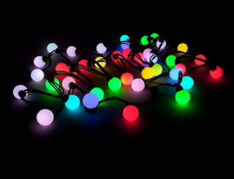 Гирлянда Разноцветные шарики 8 м RGB с контроллером 100LED провод зеленый IP20 Uniel 