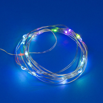 ULD-S0200-020-DTB-3AA-RC RGB IP20 DEW Гирлянда светодиодная Роса на батарейках 3AA не в-к. 2м. 20 светодиодов. RGB свет. Пульт ДУ в-к. Провод прозрачный. TM Uniel
