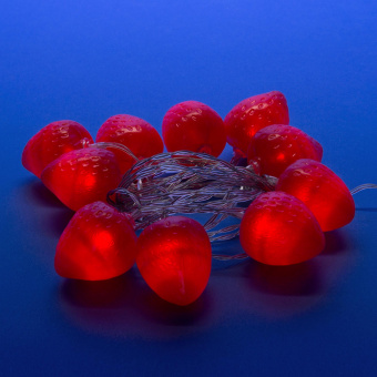 ULD-S0400-010-STB-2AA RED IP20 STRAWBERRY Гирлянда светодиодная на батарейках 2AA не в-к. Клубника. 4м. 10 светодиодов. Красный свет. Провод прозрачный. TM Uniel.