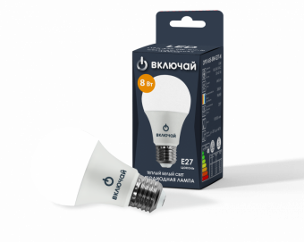 Лампа светодиодная  8W E27 A55 ГРУША 4000К 560Лм (ЛОН) (LED OPTI А55-8W-E27-W) VKL  