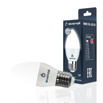 Лампа светодиодная  8,5W E27 C37 СВЕЧА 4000К 680Лм (LED OPTI С37-8,5W-E27-W) VKL electric 