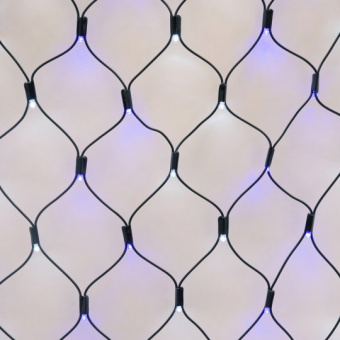 Гирлянда сетка статическое свечение 2х1,5м 288LED Бело-синий провод черный 
