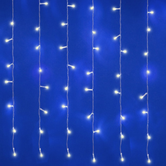 Занавес светодиодный с эффектом мерцания 6х3м тёплый белый+белый 450LED IP44 провод прозрачный Uniel 