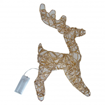 ULD-M2430-030-STB-3AA WARM WHITE IP20 GOLDEN DEER Фигура светодиодная каркасная Золотой олень. на батарейках 3АА не в-к. 24х30см. 30 светодиодов. Теплый белый свет. Провод прозрачный. TM Uniel