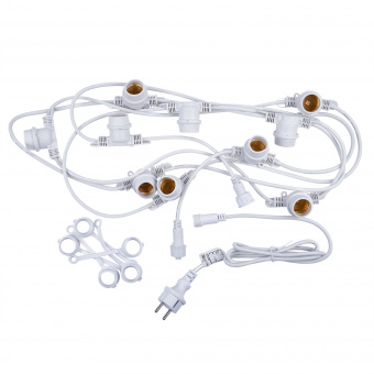 UDL-K121 10-E27-5M IP65 WHITE BELT-LIGHT Гирлянда Белт-лайт. 5м + 1.5м сетевой шнур. 10 патронов E27. шаг 50см. Белая. TM Uniel